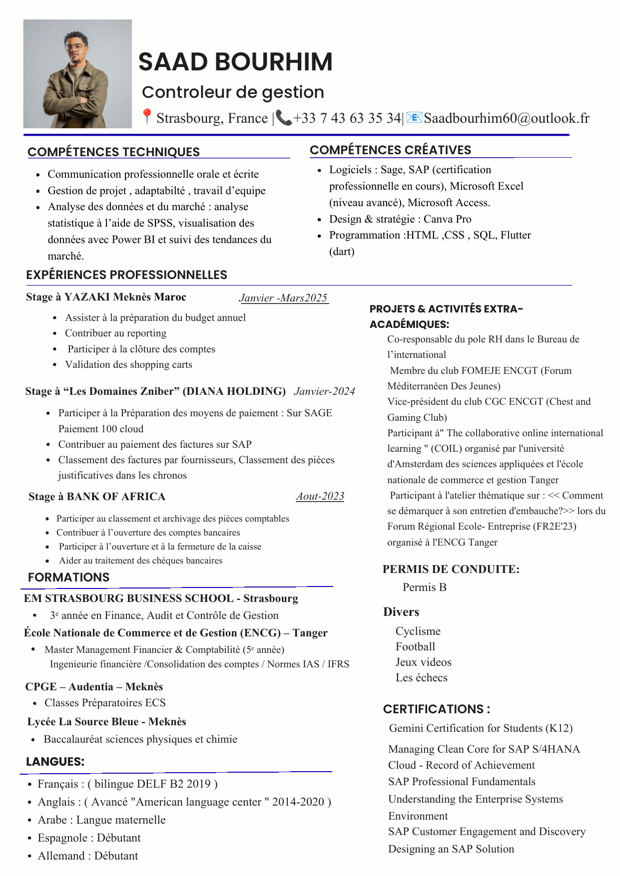 Apercu du CV de Saad Bourhim
